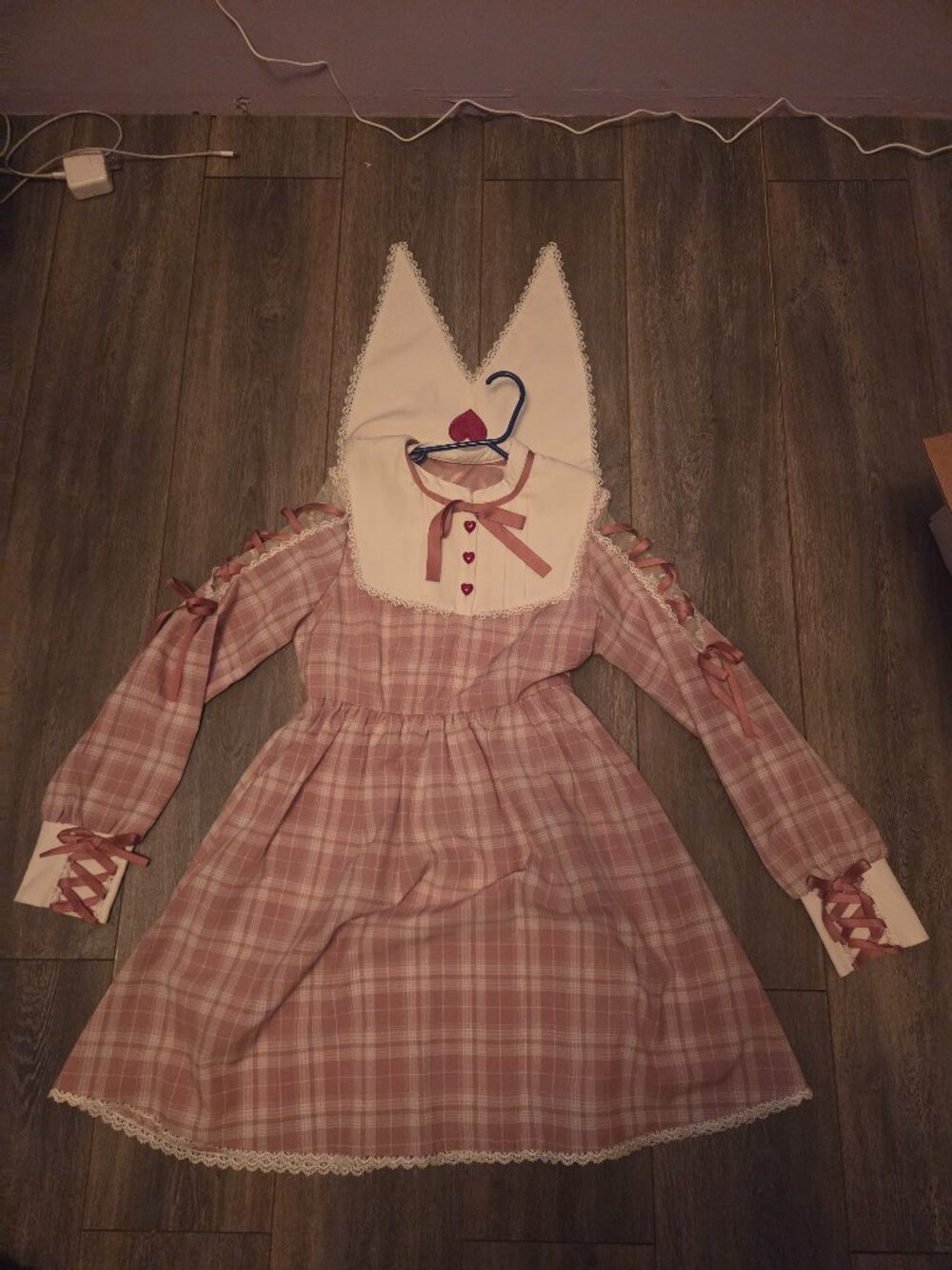 RARE Dear my Love Japan pink ribbon gingham dress!